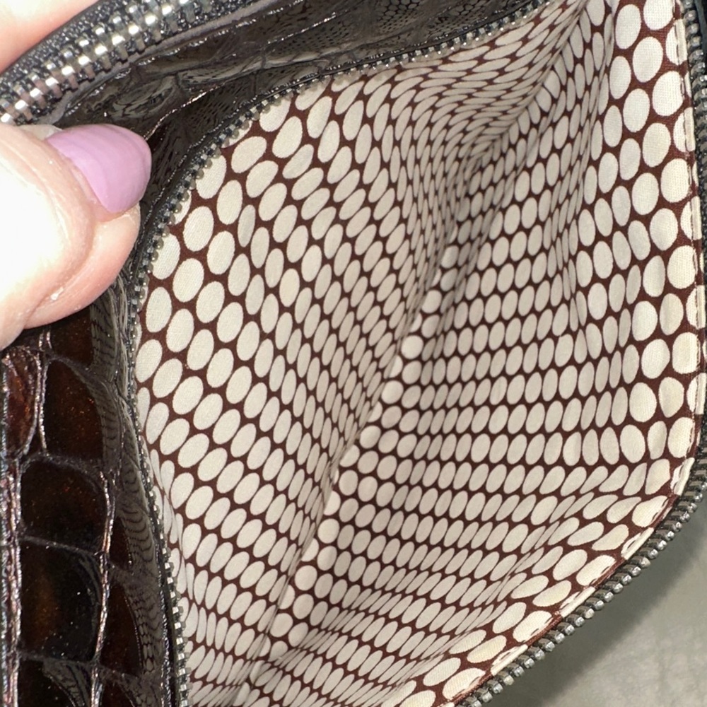 Brighton Black and Brown Crocodile leather nylon Crossbody with sunglasses case - Picture 7 of 15